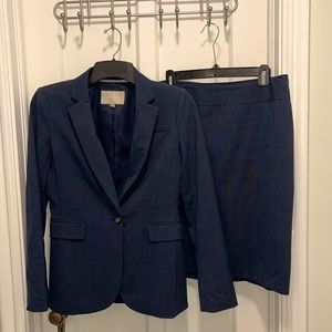 BR Navy Blue Wool Skirt Suit